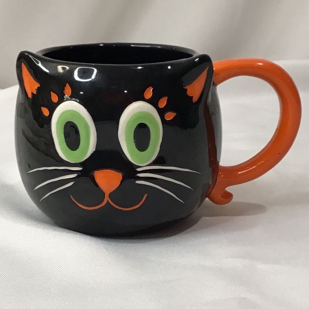 tag Halloween Black Cat Coffee Mug 14 oz